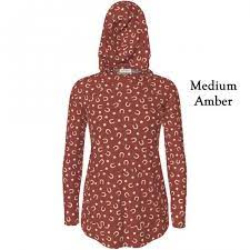 LuLaRoe Hoodie, Amber, Size 3x, Horse Shoes & Stars Pattern